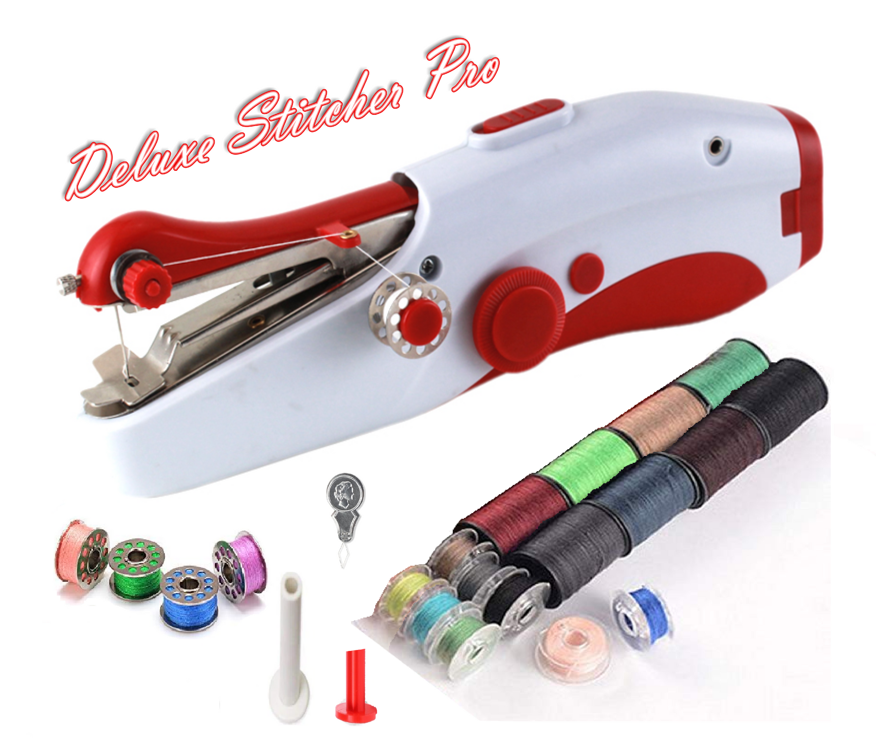 Deluxe Stitcher Pro - PREMIUM Handnaaimachine met 20 Spoelen garen en extra accessoires