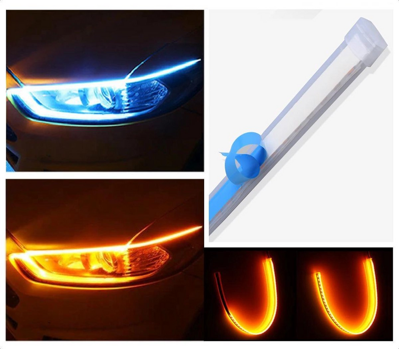 DRL LED Strip - Auto dagrijverlichting met richtingaanwijzer -- ice blue -- 45cm -- Koplamp Led Strip