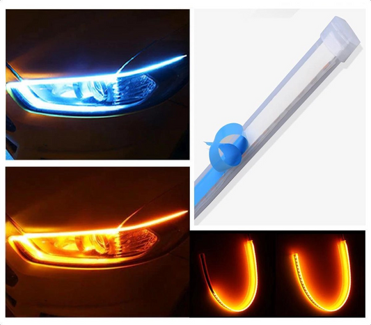 DRL LED Strip - Auto dagrijverlichting met richtingaanwijzer -- ice blue -- 60cm -- Koplamp Led Strip