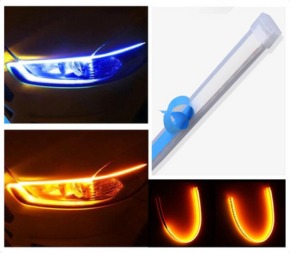 DRL LED Strip - Auto dagrijverlichting met richtingaanwijzer -- Blauw -- 45cm -- Koplamp Led Strip