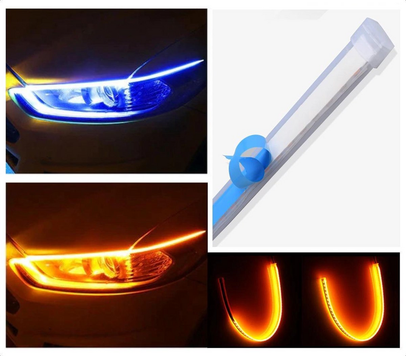 DRL LED Strip - Auto dagrijverlichting met richtingaanwijzer -- Blauw -- 60cm -- Koplamp Led Strip