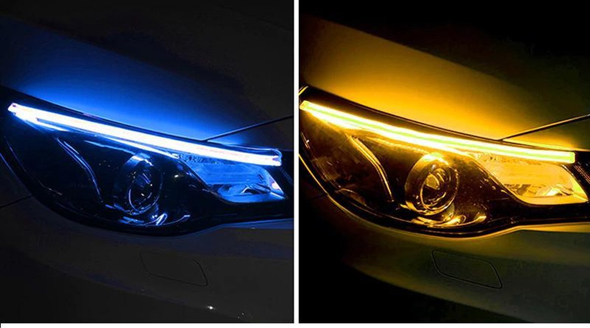 DRL LED Strip - Auto dagrijverlichting met richtingaanwijzer -- Blauw -- 45cm -- Koplamp Led Strip