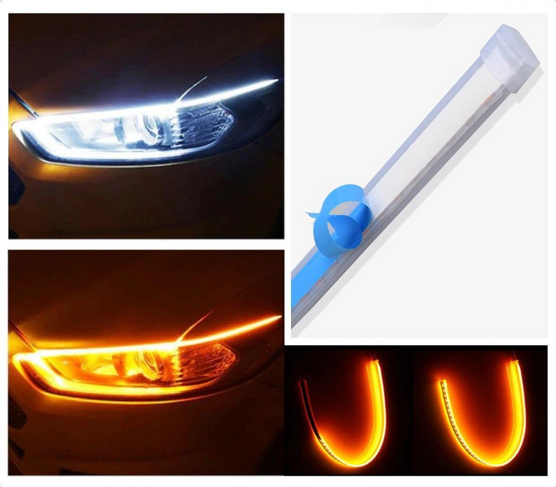 DRL LED Strip - Auto dagrijverlichting met richtingaanwijzer -- Wit -- 60cm -- Koplamp Led Strip