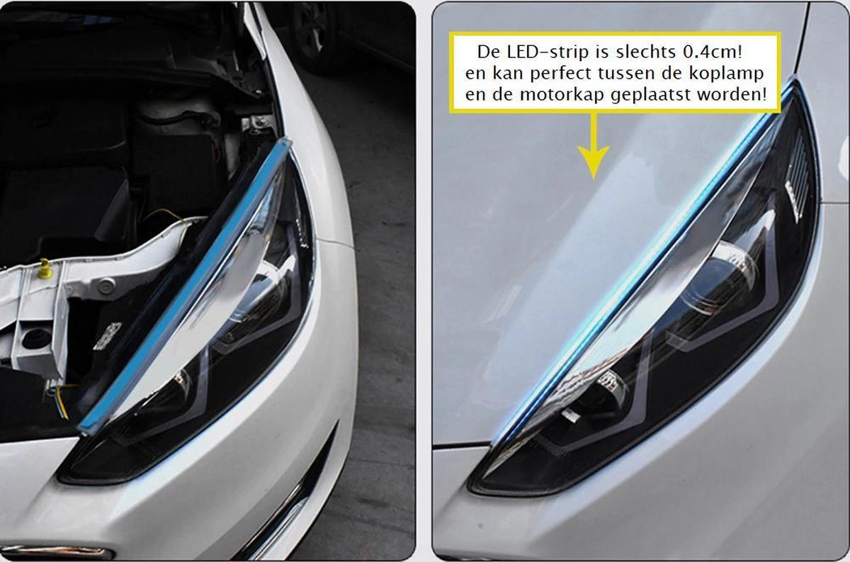 DRL LED Strip - Auto dagrijverlichting met richtingaanwijzer -- ice blue -- 60cm -- Koplamp Led Strip