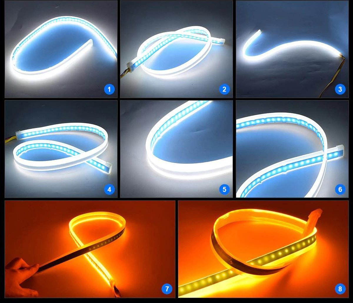 DRL LED Strip - Auto dagrijverlichting met richtingaanwijzer -- Wit -- 30cm -- Koplamp Led Strip