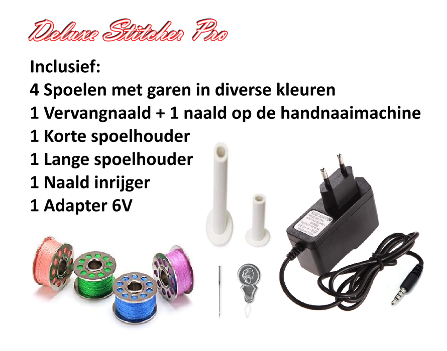 Deluxe Stitcher Pro - PREMIUM Handnaaimachine + Adapter en Accessoires