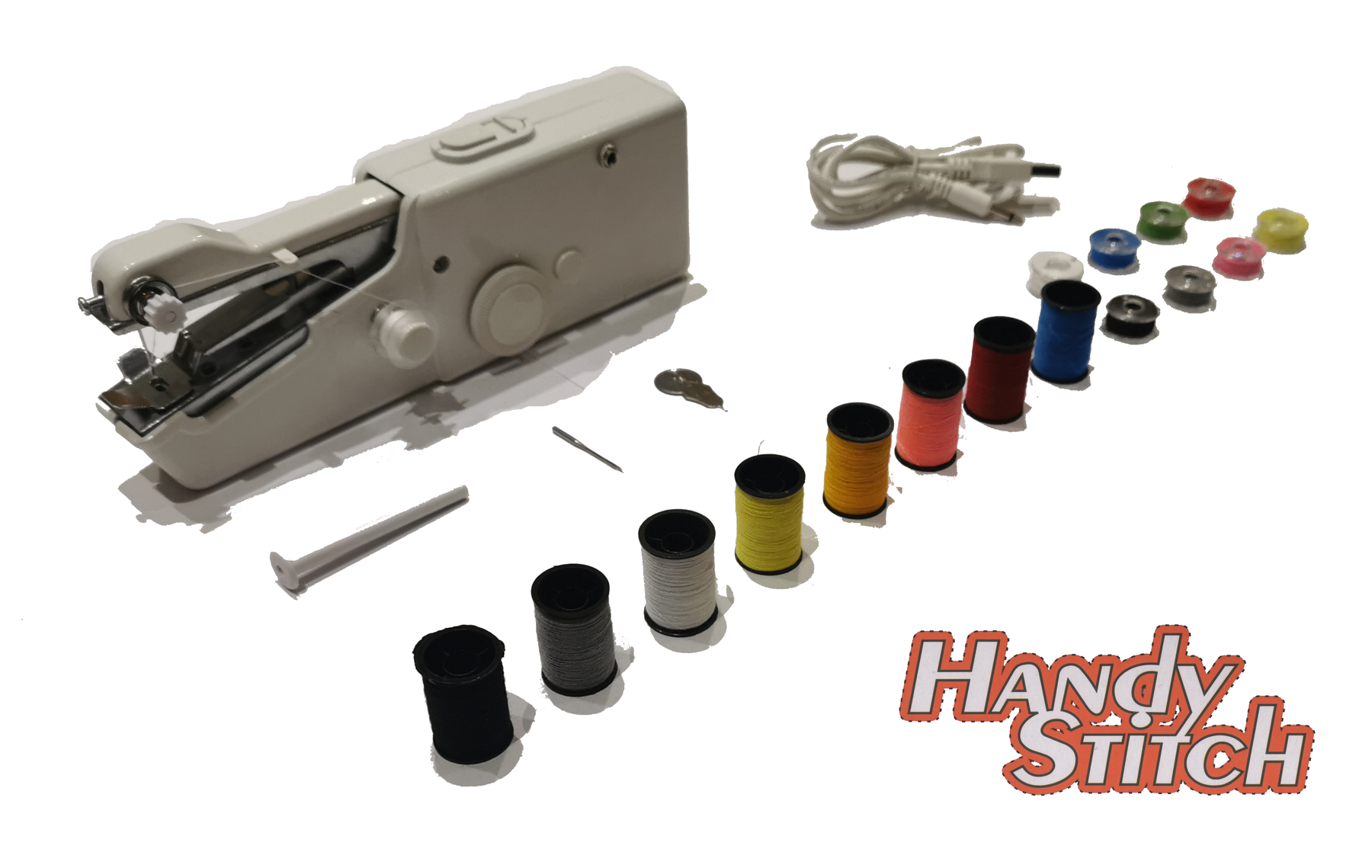 Handy Stitch - PREMIUM Handnaaimachine met USB Kabel + 16 Spoelen garen en accessoires