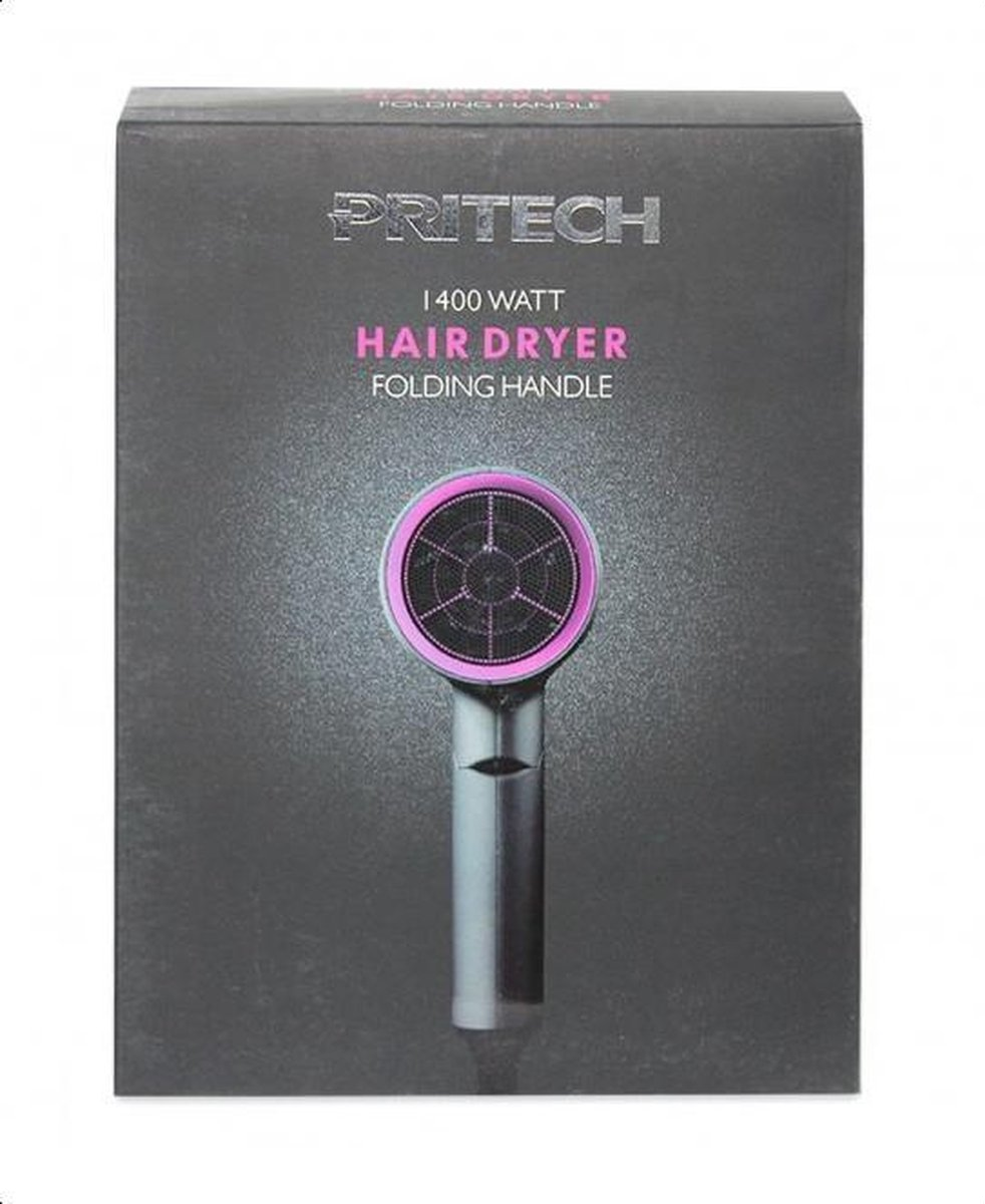 PRI TECH -- Professionele Haardroger – Föhn -- 1400W – Antraciet/Roze