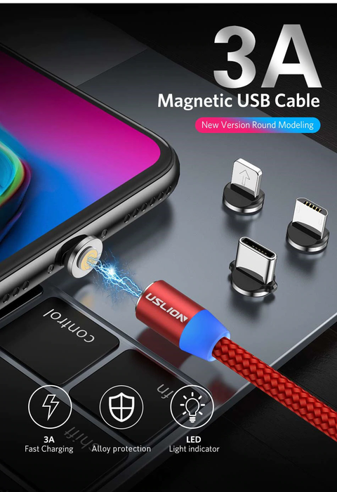 USB Magneet Oplaadkabel -- 200Cm lang -- Type USB-C -- USB oplaadkabel