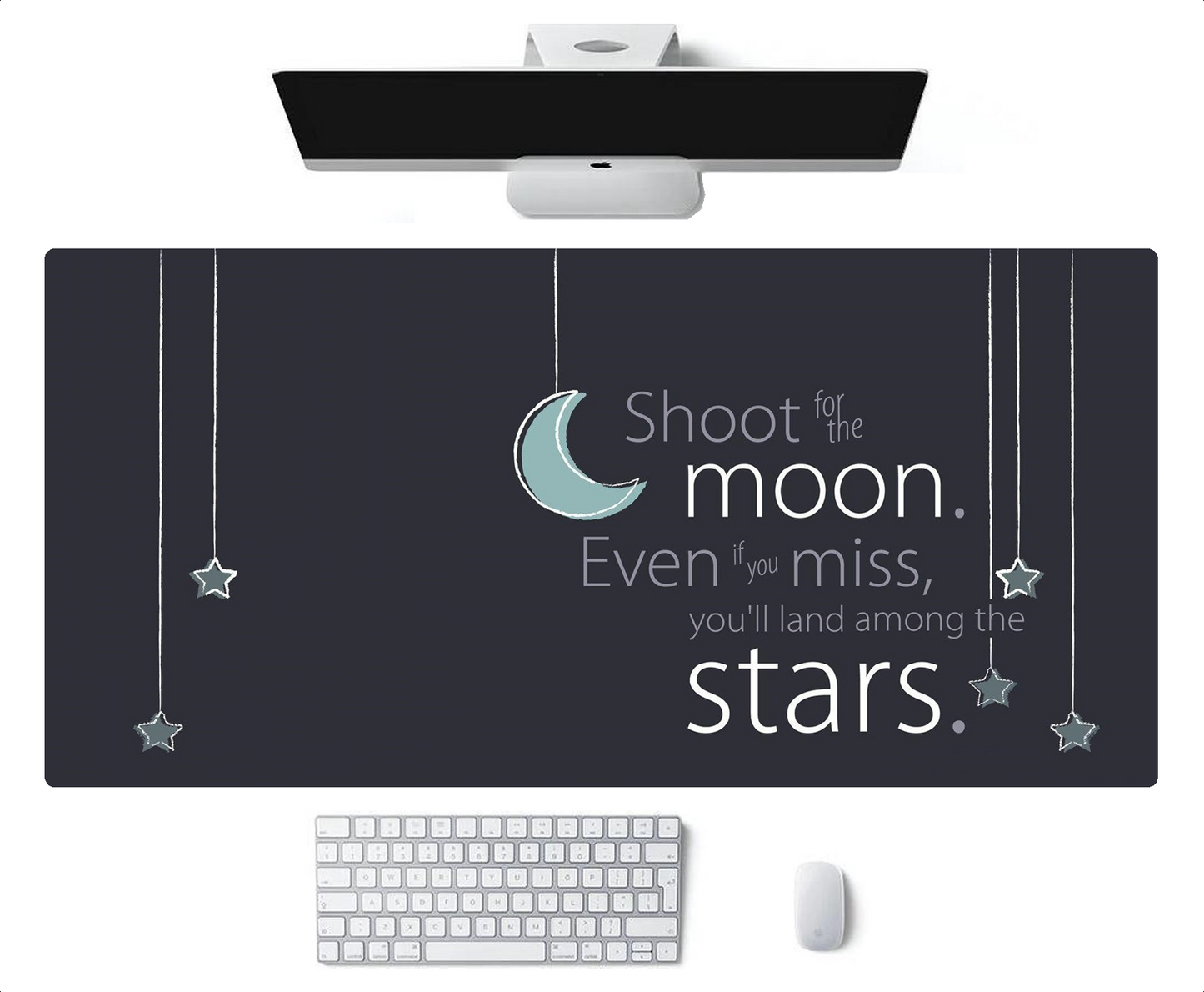 Muismat -- Motivational - Moon & Stars -- 90x40Cm -- Full collor Gaming Mousepad