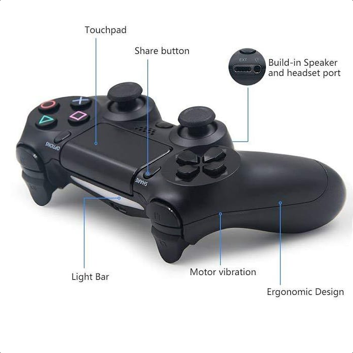 Draadloze Controller -- Zwart -- Voor PlayStation & Pc/Laptop