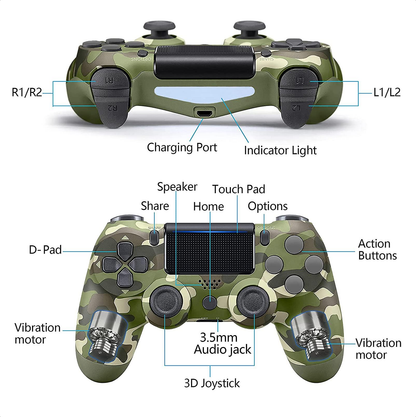 Draadloze Controller -- Camouflage Groen -- Voor Playstation & Pc/Laptop