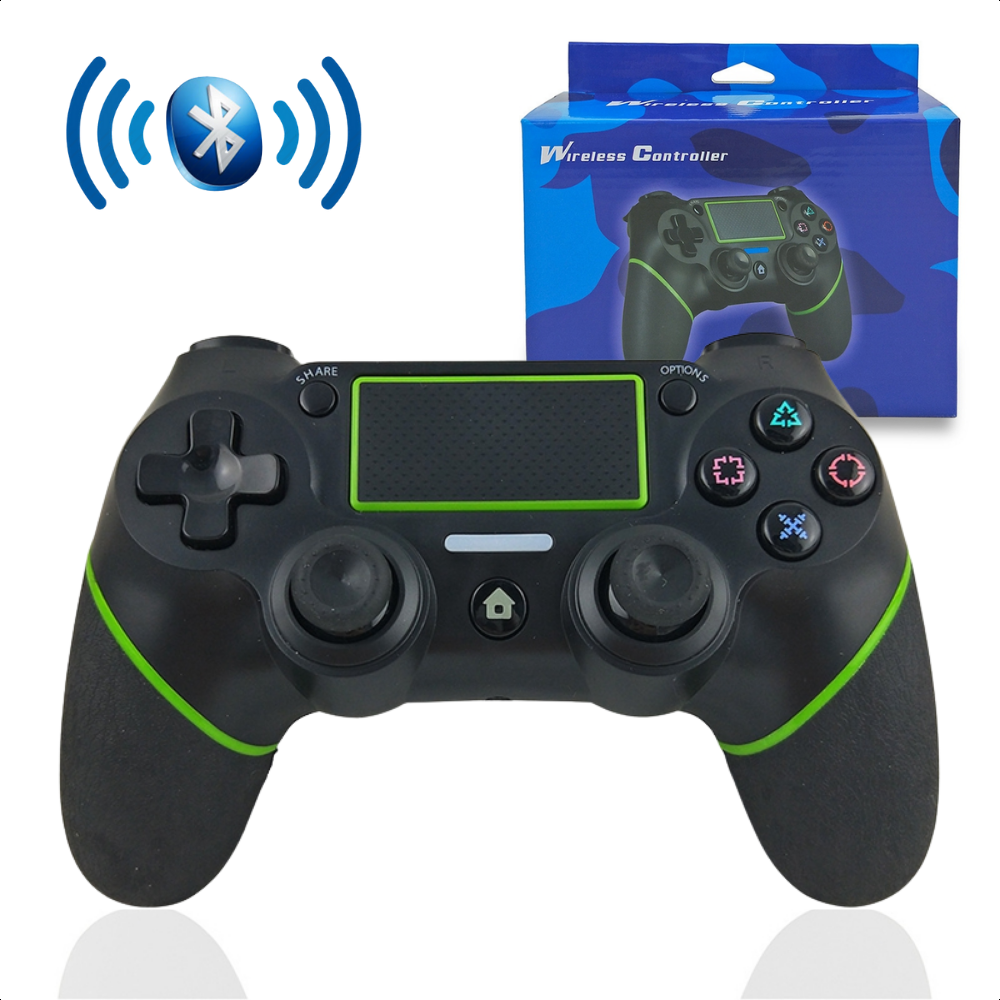 Draadloze Controller -- Zwart/Groen -- Voor PlayStation & Pc/Laptop