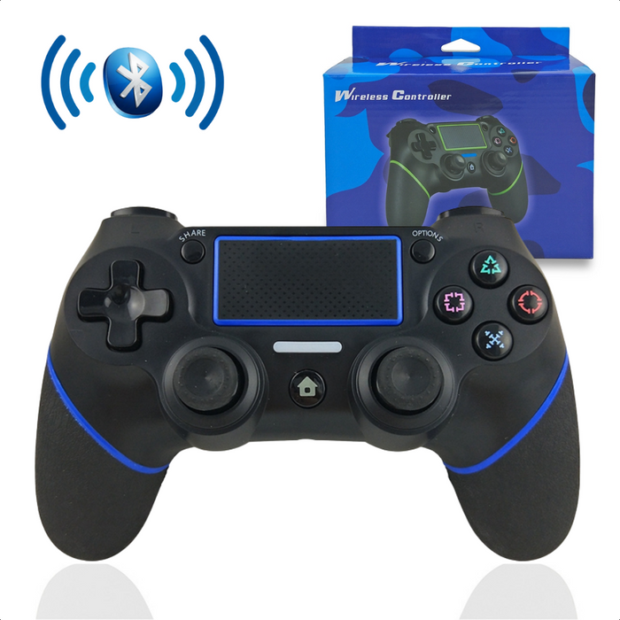 Draadloze Controller -- Zwart&Blauw -- Voor PlayStation & Pc/Laptop