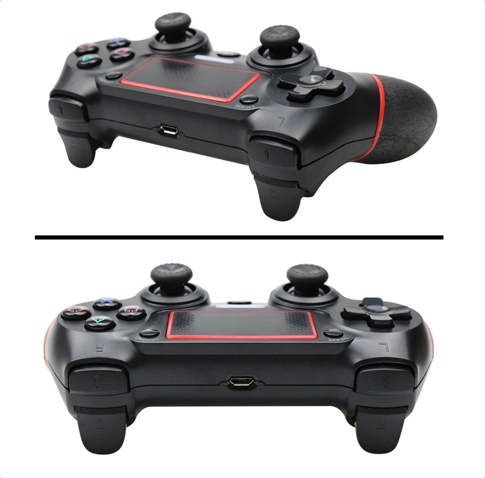 Draadloze Controller -- Zwart/Rood -- Voor PlayStation & Pc/Laptop