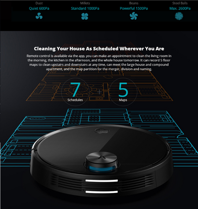 Robot stofzuiger - Viomi V3 Pro - 2600pa - 4900mAh