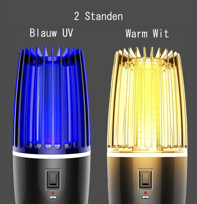 Vliegenlamp met 4000mAh batterij -- UV + Warm Wit Licht -- Insectenlamp -- Muggenlamp -- Vliegenvanger